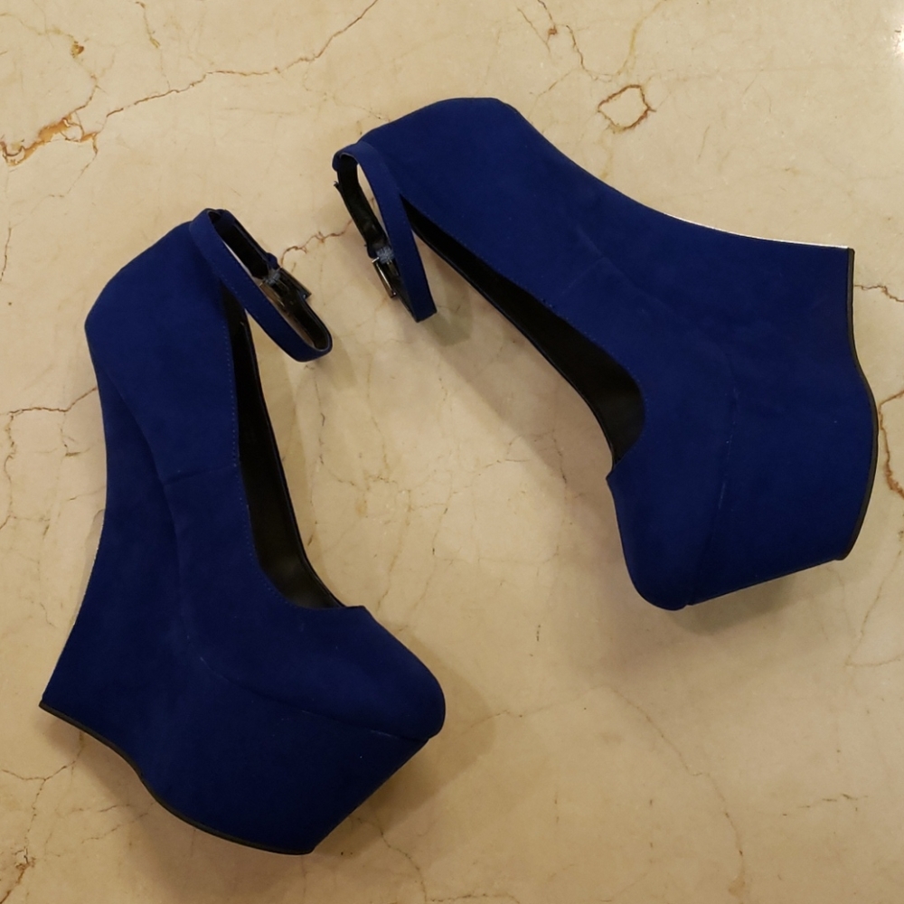 SCENE Kierra Royal Blue suede platform heels, 8.5 - Picture 4 of 16